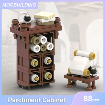 Модель шкафа для пергамента MOC Building Blocks Castle Серии DIY Assembly Bricks Дисплей Развивающие Творческие Детские Игрушки Подарки 88 шт.