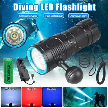 Профессиональная подводная светодиодная лампа для фотосъемки Highlight Lamp 10000 люмен Фонарик для дайвинга 100 м Водонепроницаемая видеокамера факел