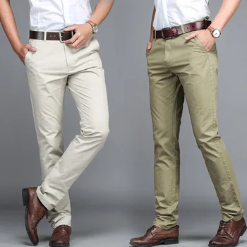 Мужские брюки, повседневные брюки, Брендовые Деловые брюки высокого качества для мужчин, Осенние Хлопковые Свободные Прямые брюки 2023, Новая мода