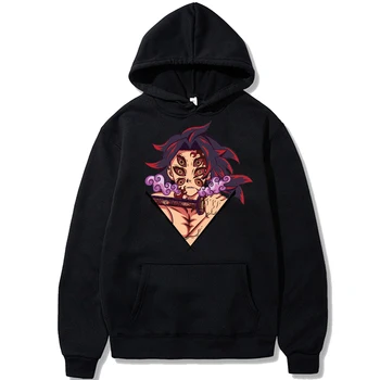 Аниме Demon Slayer Kokushibou Толстовки с капюшоном Harajuku Хип-хоп Мужская Женская Уличная одежда
