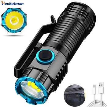 Мощный светодиодный фонарик, тактический фонарик, USB-перезаряжаемые фонарики, уличный водонепроницаемый фонарь со встроенным аккумулятором