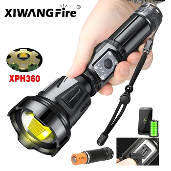 XIWANGFIRE XHP360 Супер Мощный Светодиодный Фонарик USB Перезаряжаемый Тактический Фонарь 18650/26650 Водонепроницаемый Масштабируемый Фонарь