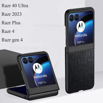 Для Motorola Razr 2023, флип-чехол из крокодиловой кожи, чехол для Moto Razr 40 Ultra Funda, жесткий защитный чехол для Razr Plus gen4