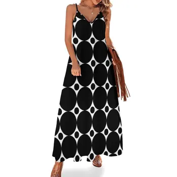 Черно-белые круги и пятна, двухцветное платье без рукавов в стиле ретро 60-х, роскошное женское вечернее платье, летнее платье для женщин 2023 г.