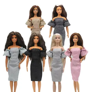 Новая кукла 30 см 1/6 элегантное платье с пышными рукавами Комплект аксессуаров для повседневной носки Одежда для куклы Барби