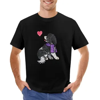 Футболка Schapendoes с акварелью, черная футболка, футболки для тяжеловесов, мужские винтажные футболки