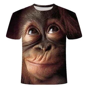 Модные футболки с 3D принтом обезьяны, повседневные футболки с короткими рукавами и круглым вырезом, y2k, топовая уличная трендовая индивидуальная футболка для мужчин
