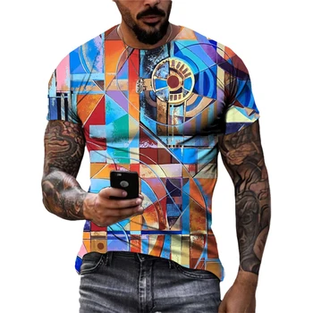 Мужские футболки с 3D-принтом в стиле граффити, абстрактный уличный стиль, футболки в стиле хип-хоп с круглым вырезом и коротким рукавом, топы