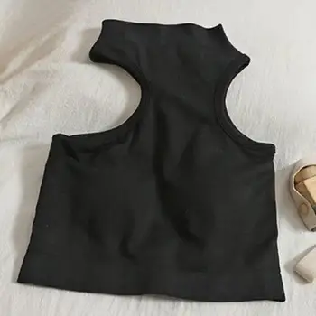 Элегантный модный жилет для женщин, женский жилет с накладкой на грудь, облегающий укороченный топ с открытыми плечами и встроенными чашечками для груди