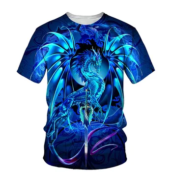 Летняя мужская футболка с 3D принтом West Dragon с круглым вырезом и коротким рукавом в 3D стиле, мужская модная повседневная футболка для мужчин, детей, девочек, женщин, футболка