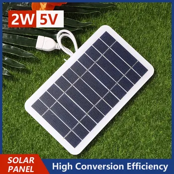 Солнечная панель 5 В 400 мА, Мощность 2 Вт, USB, портативная солнечная система на открытом воздухе для продуктов с низким энергопотреблением, Зарядные устройства для мобильных телефонов, Электрический вентилятор