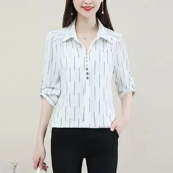 блузка social feminina manga longa estampa botões cetim 100% algodao plus size com laço brasil camisa comprida вечерние блузки