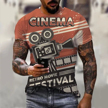Летняя винтажная футболка Для Мужчин Fashion Cinema Festival, Футболка с короткими рукавами и круглым вырезом, Мужская одежда, футболка Оверсайз, Уличная одежда