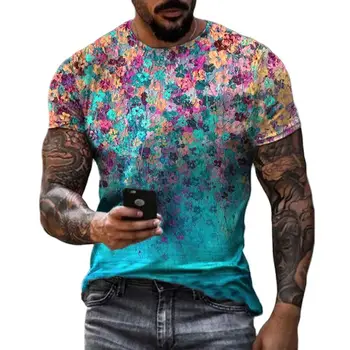 Летние мужские футболки оверсайз с 3D-принтом, Повседневная мужская одежда из полиэстера с круглым вырезом и коротким рукавом, с рисунком строчки, Мужские свободные топы, футболки