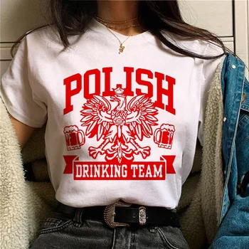 Польская футболка женская Y2K Японская футболка для девочек дизайнерская одежда с комиксами и графикой