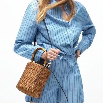 Новые роскошные брендовые летние сумки из ротанга для женщин, модная бамбуковая ручная сумка на шнурке