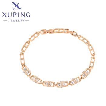 Ювелирные изделия Xuping Простые модные женские браслеты в элегантном стиле золотого цвета, подарки на день рождения X000031470
