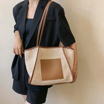 Женская сумка-тоут через плечо из искусственной кожи большой емкости, модная сумка подмышками, выдалбливают простые женские сумки для покупок