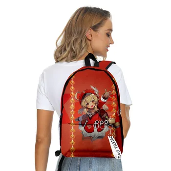 Модный студенческий рюкзак Genshin Impact, рюкзаки для ноутбуков, Оксфордская водонепроницаемая цепочка для ключей с 3D принтом для мальчиков / девочек, дорожные рюкзаки