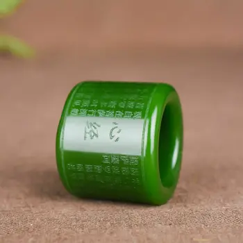 Новое мужское кольцо из натурального зеленого нефрита для большого пальца, буддийское кольцо с меридианом в виде сердца