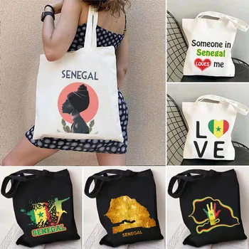 Сенегальский флаг, герб, Карта флага Сенегала, Африка, путешествие, Любовь, сердце, холщовая сумка-тоут, Хлопчатобумажная сумка для покупок в Харадзюку