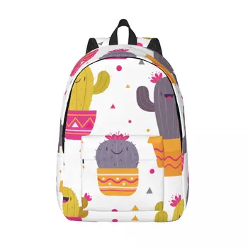 Мужской Женский рюкзак, школьный рюкзак большой емкости для студента, милая школьная сумка Cactus