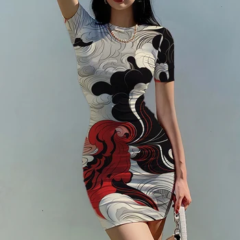 Летняя уличная женская одежда, мини-платье с 3D-печатью, Гавайское женское сексуальное платье, новое модное платье Bandadarium