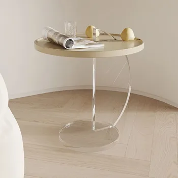 Современный диван в скандинавском стиле, Несколько акриловых журнальных столиков, Маленький приставной столик, гостиная, спальня, эркер, Мини-столик