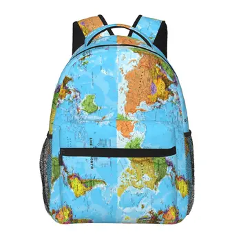 Рюкзак с картой мира, Женские Велосипедные рюкзаки из полиэстера с винтажным принтом, Большие школьные сумки Kawaii, рюкзак