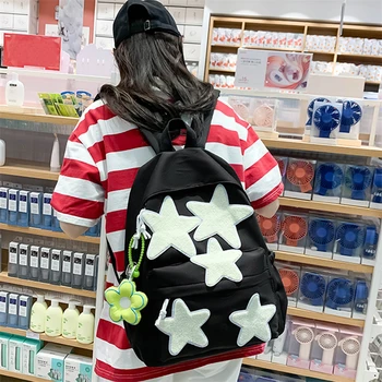 Рюкзак SHUJIN Fashion Stars Женский водонепроницаемый нейлоновый холщовый рюкзак для подростков Большой емкости Студенческий школьный рюкзак Дорожная сумка