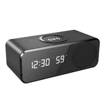 Многофункциональный будильник, светодиодный температурный дисплей, HD-зеркало, цифровые часы с беспроводным зарядным устройством для телефона, декор для спальни, часы