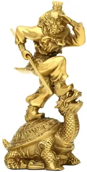 Фигурка из китайской мифологии BRABUD, Статуя Сунь Укуна, Король обезьян с драконом, Статуэтка черепахи, украшение стола для домашнего офиса, Коллекционное украшение