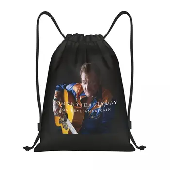 Johnny Hallyday Reve Americain, сумки-рюкзаки на шнурках, легкие сумки для занятий спортом французского рок-певца в спортзале, сумки для покупок