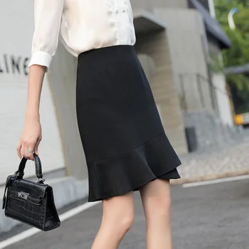 Черная юбка-полукомбинезон, женская юбка Xia, маленькая, неправильной формы, юбка 