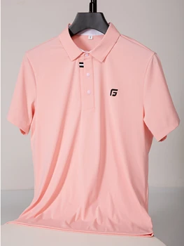 Мужская летняя быстросохнущая дышащая эластичная спортивная рубашка поло с отворотом из джерси для гольфа, мужская футболка
