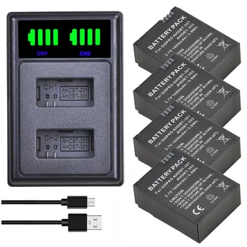 Светодиодное USB Зарядное устройство/AHDBT-201 AHDBT-301 AHDBT-302 Замена Аккумулятора для GoPro Hero 3 Черный, Hero 3 Серебристый, Белый