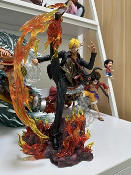30 см Аниме One Piece Vinsmoke Sanji Скульптура Огненная битва GK Статуя ПВХ Коллекционные Фигурки Модель Куклы Игрушки Подарок для детей