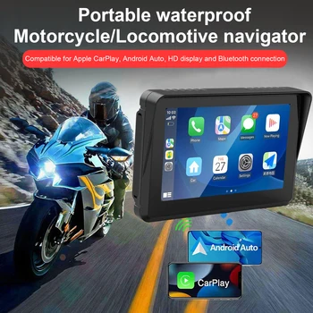 5-дюймовый мотоциклетный GPS-навигатор Беспроводной CarPlay и беспроводной Android Auto Outdoor IPX7 Водонепроницаемый сенсорный навигатор для мотоциклов