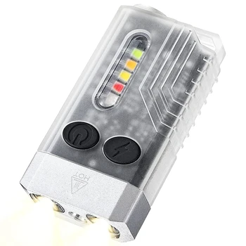 1 шт. Мини-светодиодный фонарик-брелок, перезаряжаемый карманный фонарик, маленький мощный фонарик IPX4 с 14 режимами работы