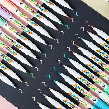 Цветные акриловые ручки Morandi Набор из 12/24 цветов, Маркер с мягким наконечником, ручки для рисования граффити из керамического стекла, принадлежности для рисования Перманентные