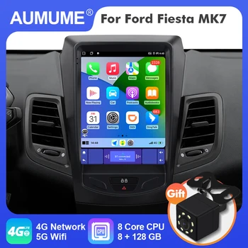 AUMUME Android 12 Автомагнитола Для Ford Fiesta MK7 2009-2016 Мультимедийный плеер Tesla с Вертикальным Экраном Auto Carplay 4G Стерео 2 Din
