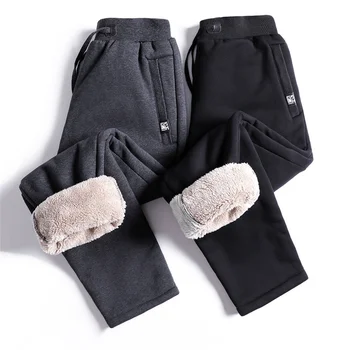 Зимние Супер теплые брюки, мужские спортивные штаны из бархата ягненка, размер L-7XL 8XL, Уличная одежда, Повседневные эластичные флисовые брюки для бега трусцой.
