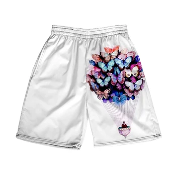 Пляжные шорты с бабочками, мужская и женская одежда, повседневные шорты с цифровой 3D-печатью, модные брюки для пары