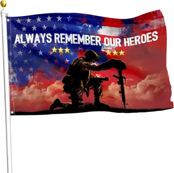 Флаг Дня памяти 3x5 футов, Всегда помните наших героев, Флаг свободы, 4 июля, День Независимости, Патриотический американский