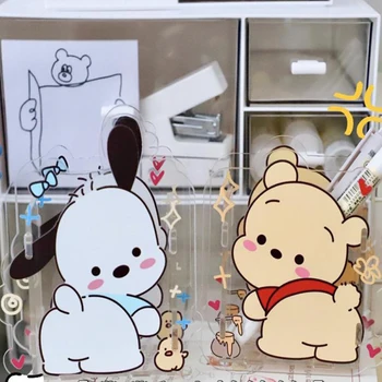 Настольный ящик для хранения Kawaii Sanrio Pochacco Pooh Bear, контейнер для ручек, канцелярские принадлежности, акриловый прозрачный подарок на День рождения для девочек