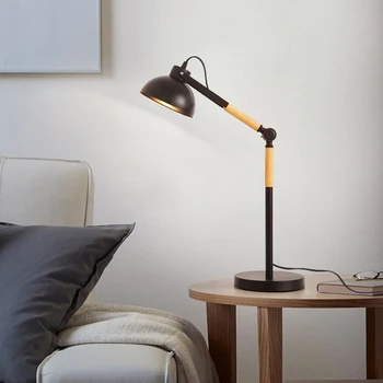 Современная настольная лампа для спальни с регулировкой 180 градусов, Декоративная настольная лампа для кабинета, настольная лампа из массива дерева, Художественные светодиодные настольные лампы