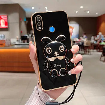 Чехол для телефона Huawei Nova 3i с роскошным покрытием, квадратный держатель в виде кролика, чехол для телефона Landyard