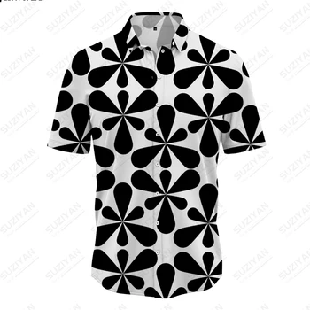 2023 Новая мужская рубашка с коротким рукавом с абстрактным рисунком ужасов, крутая уличная мужская гавайская рубашка оверсайз, свободная и повседневная