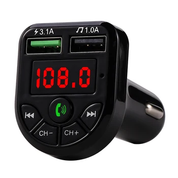 Автомобильный комплект LED FM, совместимый с Bluetooth 5.0, Автомобильное Зарядное Устройство с двумя USB-портами 3.1A 1A, 2 Порта USB, MP3-плеер для iphone, автомобильный U-диск/TF
