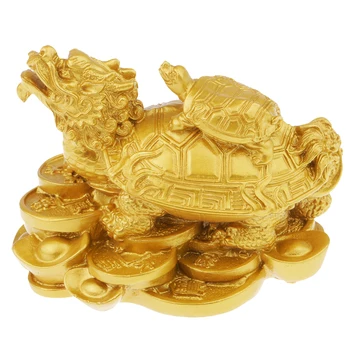 Богатство и деньги, статуэтка дракона, черепахи, Хороший декор для дома/автомобиля, золотой